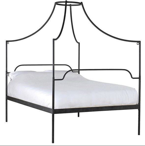 Black Italianate Campaign Canopy 5ft Kingsize Bed Linen Mill